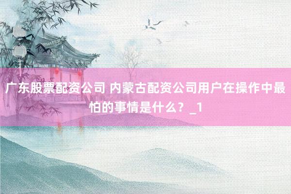 广东股票配资公司 内蒙古配资公司用户在操作中最怕的事情是什么？_1