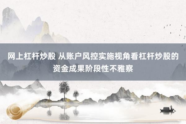 网上杠杆炒股 从账户风控实施视角看杠杆炒股的资金成果阶段性不雅察