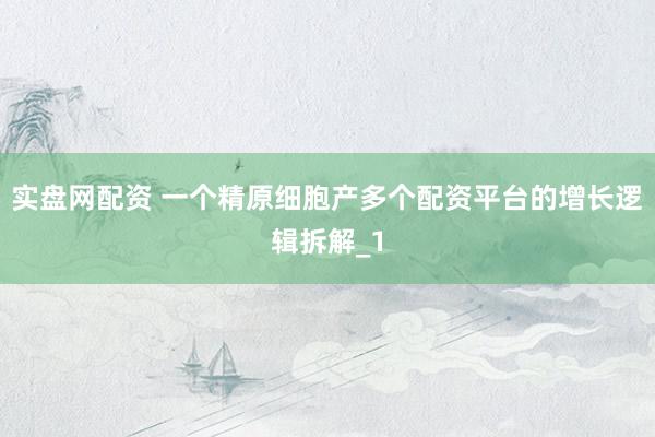 实盘网配资 一个精原细胞产多个配资平台的增长逻辑拆解_1